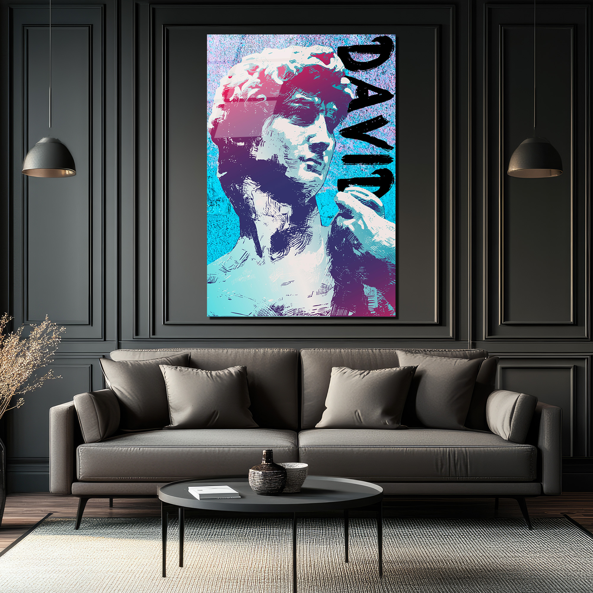 Michelangelo David Pop Art Cam Tablo - Modern Sanat Duvar Dekoru - Glazella Michelangelo David Pop Art Cam Tablo - Modern Sanat Duvar Dekoru - Glazella