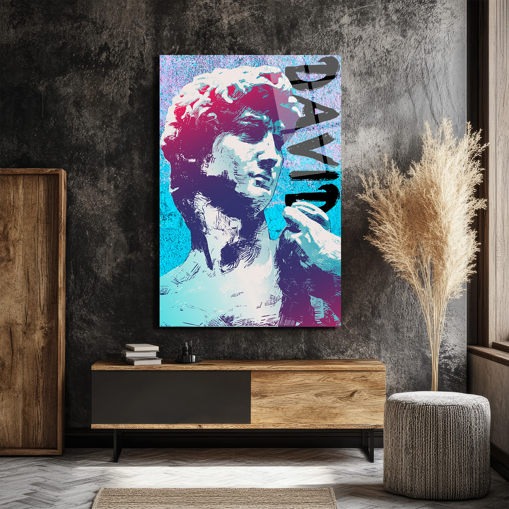 Michelangelo David Pop Art Cam Tablo - Modern Sanat Duvar Dekoru - Glazella Michelangelo David Pop Art Cam Tablo - Modern Sanat Duvar Dekoru - Glazella