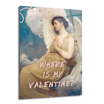 "Where Is My Valentine?" Romantik Klasik Temalı Cam Tablo - Glazella