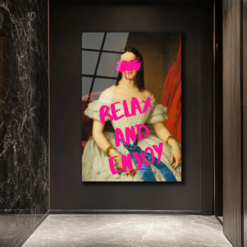Relax And Enjoy Pop Art Kadın Portresi Cam Tablo - Glazella Relax And Enjoy Pop Art Kadın Portresi Cam Tablo - Glazella