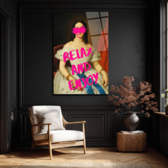 Relax And Enjoy Pop Art Kadın Portresi Cam Tablo - Glazella Relax And Enjoy Pop Art Kadın Portresi Cam Tablo - Glazella