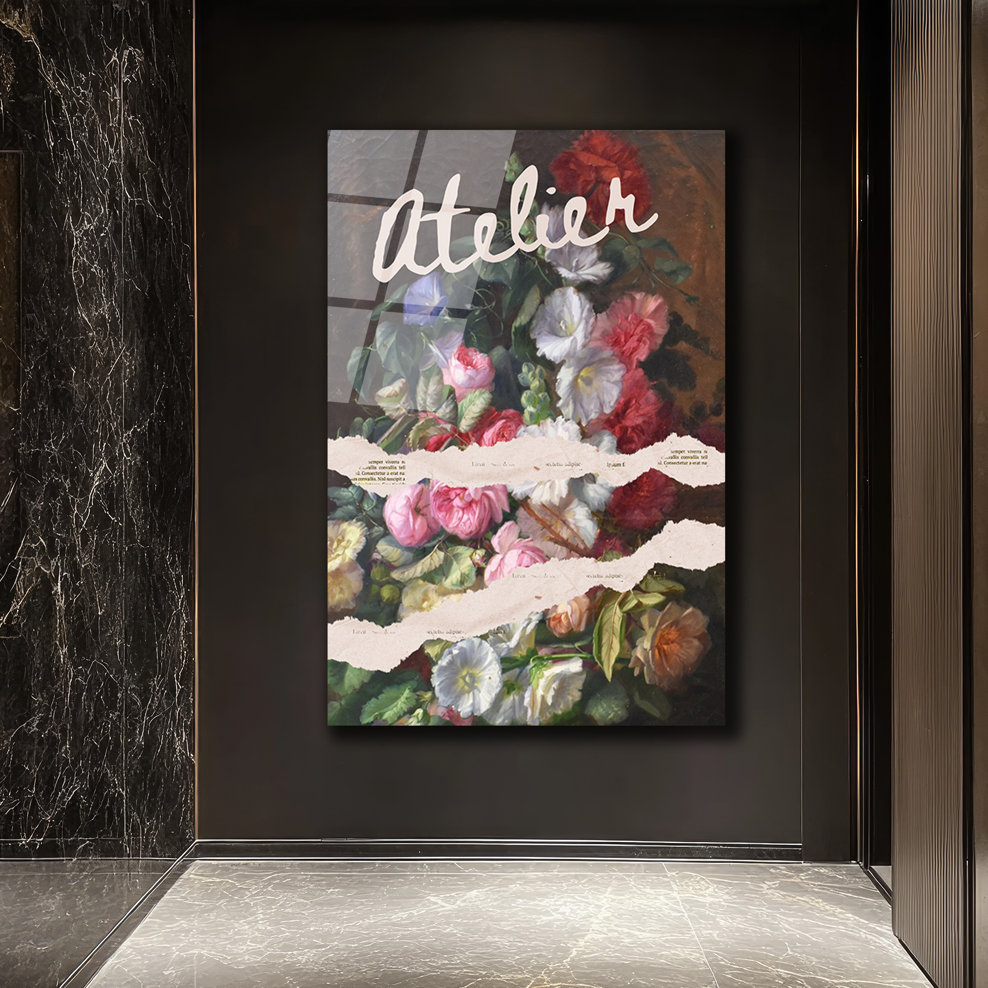Atelier Çiçek Buketi Temalı Sanatsal Cam Tablo - Glazella Atelier Çiçek Buketi Temalı Sanatsal Cam Tablo - Glazella
