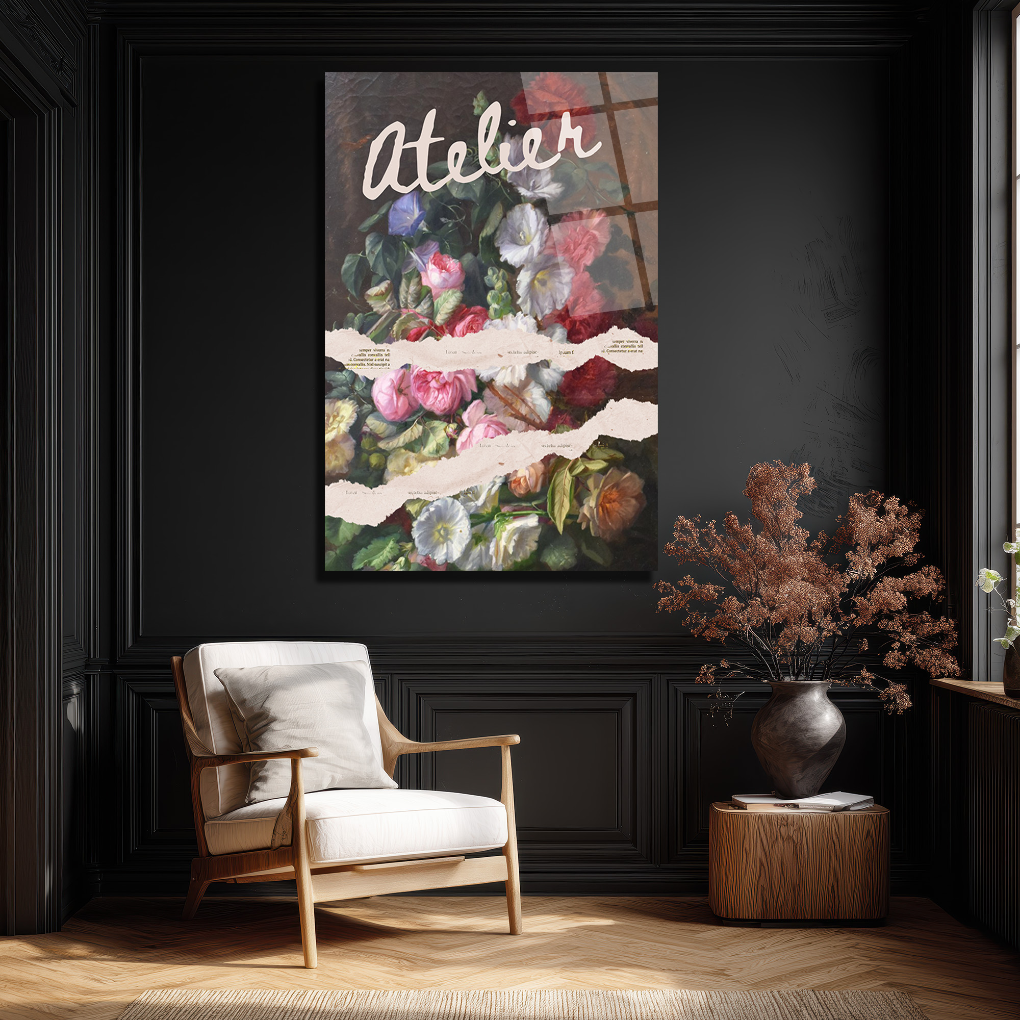 Atelier Çiçek Buketi Temalı Sanatsal Cam Tablo - Glazella Atelier Çiçek Buketi Temalı Sanatsal Cam Tablo - Glazella