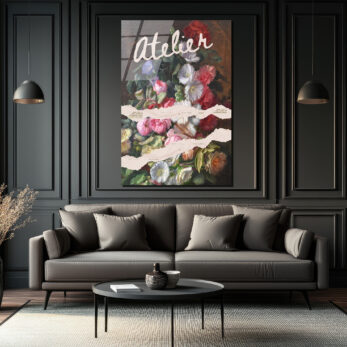 Atelier Çiçek Buketi Temalı Sanatsal Cam Tablo - Glazella Atelier Çiçek Buketi Temalı Sanatsal Cam Tablo - Glazella
