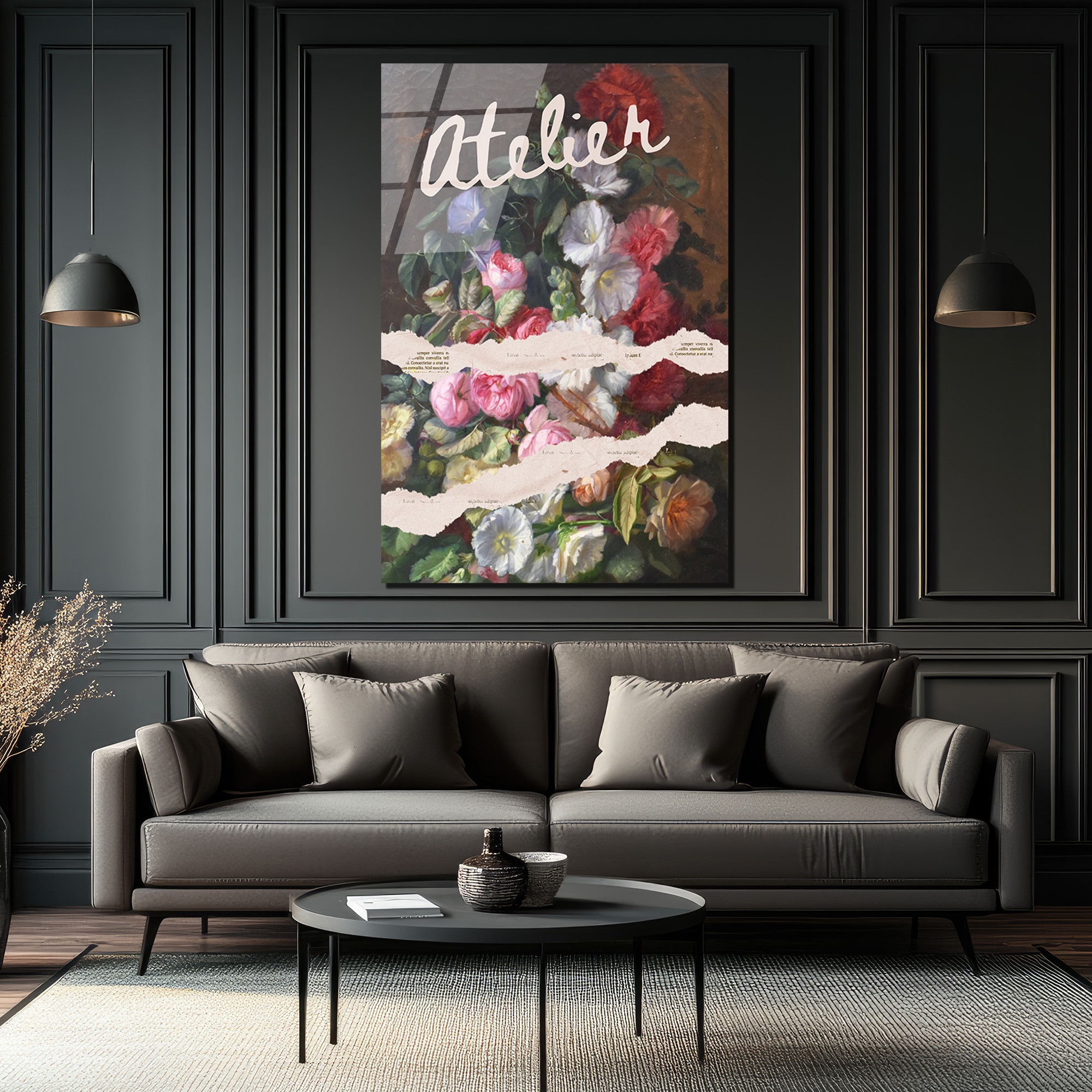Atelier Çiçek Buketi Temalı Sanatsal Cam Tablo - Glazella Atelier Çiçek Buketi Temalı Sanatsal Cam Tablo - Glazella