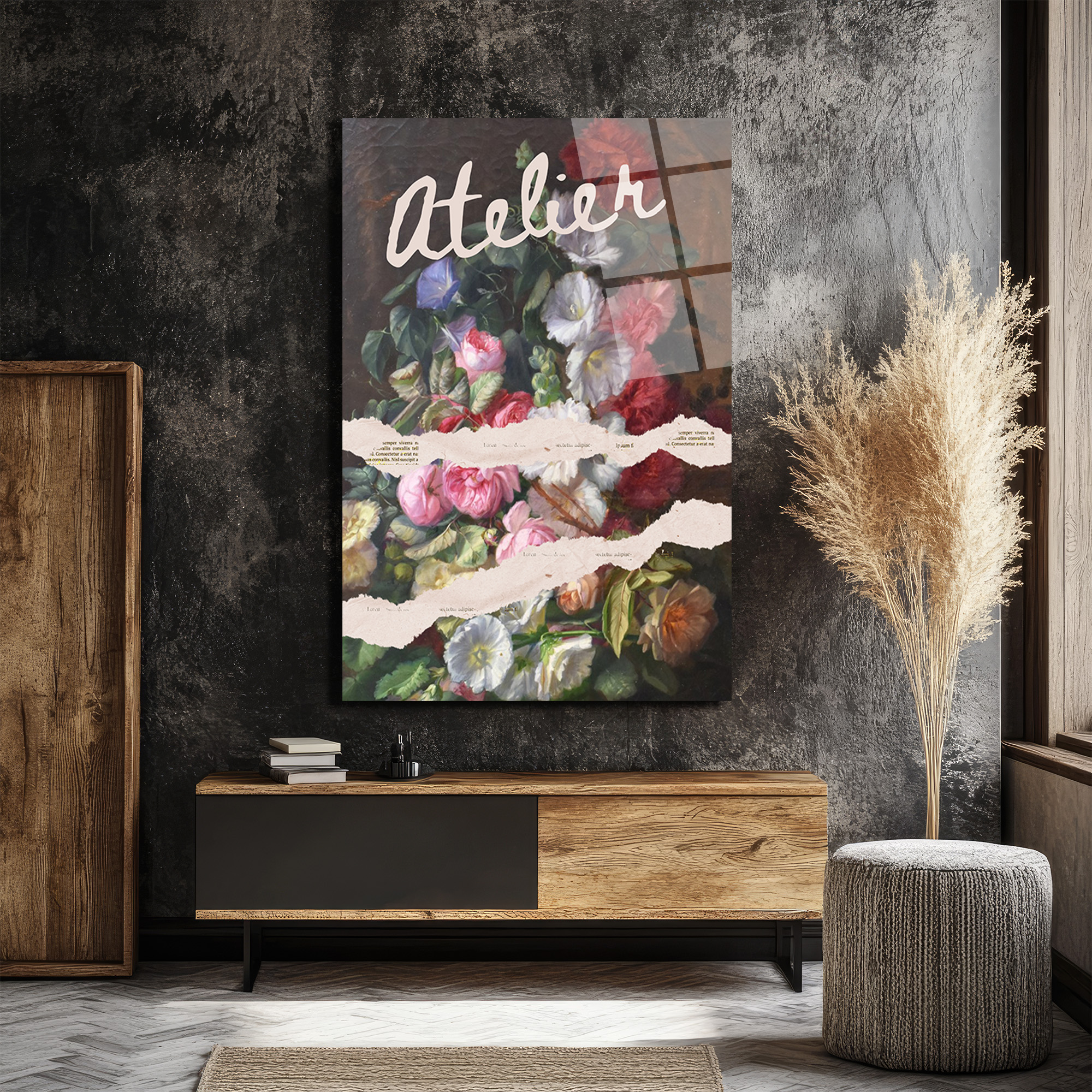 Atelier Çiçek Buketi Temalı Sanatsal Cam Tablo - Glazella Atelier Çiçek Buketi Temalı Sanatsal Cam Tablo - Glazella
