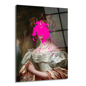 Asil Kadın ve Pembe Sıçrama Modern Sanat Cam Tablo - Glazella
