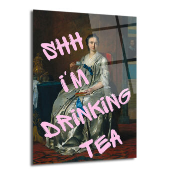 Shh I'm Drinking Tea Cam Tablo | Mizahi Klasik Sanat Duvar Dekoru - Glazella