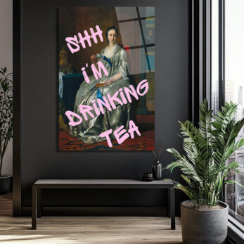 Shh I'm Drinking Tea Cam Tablo | Mizahi Klasik Sanat Duvar Dekoru - Glazella