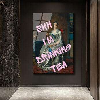 Shh I'm Drinking Tea Cam Tablo | Mizahi Klasik Sanat Duvar Dekoru - Glazella