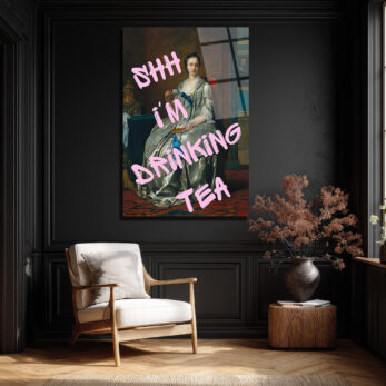 Shh I'm Drinking Tea Cam Tablo | Mizahi Klasik Sanat Duvar Dekoru - Glazella
