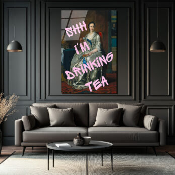 Shh I'm Drinking Tea Cam Tablo | Mizahi Klasik Sanat Duvar Dekoru - Glazella