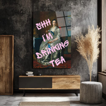 Shh I'm Drinking Tea Cam Tablo | Mizahi Klasik Sanat Duvar Dekoru - Glazella
