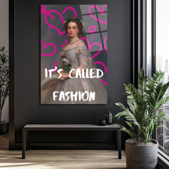 "It's Called Fashion" Graffiti Kraliçe Temalı Modern Cam Tablo - Glazella