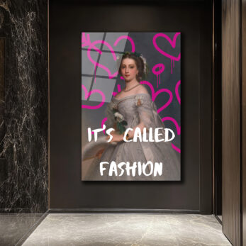 "It's Called Fashion" Graffiti Kraliçe Temalı Modern Cam Tablo - Glazella