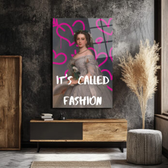 "It's Called Fashion" Graffiti Kraliçe Temalı Modern Cam Tablo - Glazella