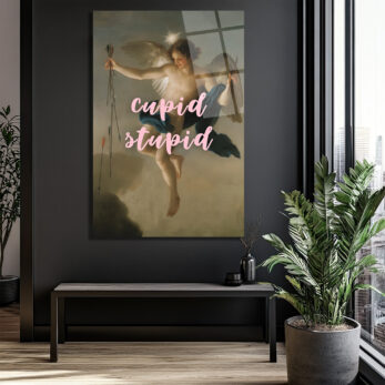 Cupid Stupid Aşk ve Mizah Temalı Cam Tablo - Glazella