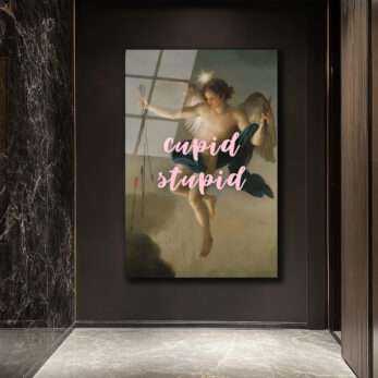 Cupid Stupid Aşk ve Mizah Temalı Cam Tablo - Glazella