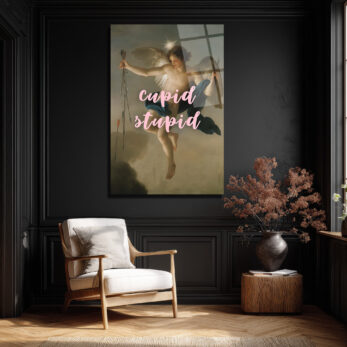 Cupid Stupid Aşk ve Mizah Temalı Cam Tablo - Glazella