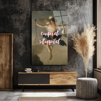 Cupid Stupid Aşk ve Mizah Temalı Cam Tablo - Glazella