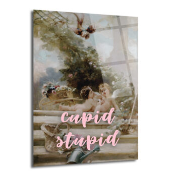 Cupid Stupid İronik Aşk Temalı Cam Tablo - Glazella