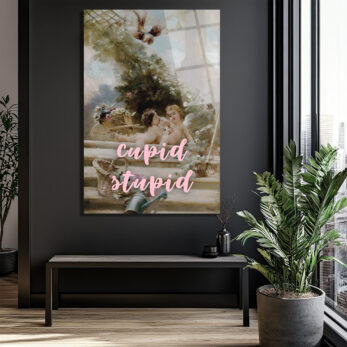 Cupid Stupid İronik Aşk Temalı Cam Tablo - Glazella