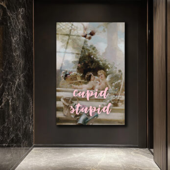 Cupid Stupid İronik Aşk Temalı Cam Tablo - Glazella