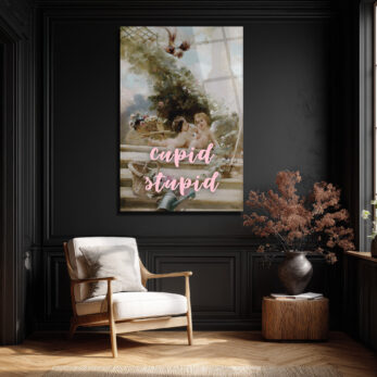 Cupid Stupid İronik Aşk Temalı Cam Tablo - Glazella