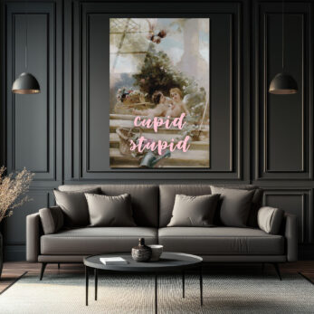 Cupid Stupid İronik Aşk Temalı Cam Tablo - Glazella