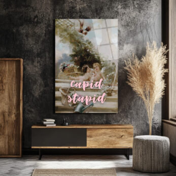 Cupid Stupid İronik Aşk Temalı Cam Tablo - Glazella