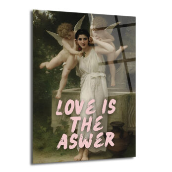 Aşk Cevaptır Cam Tablo - Romantik Klasik Sanat ve Modern Mesaj - Glazella