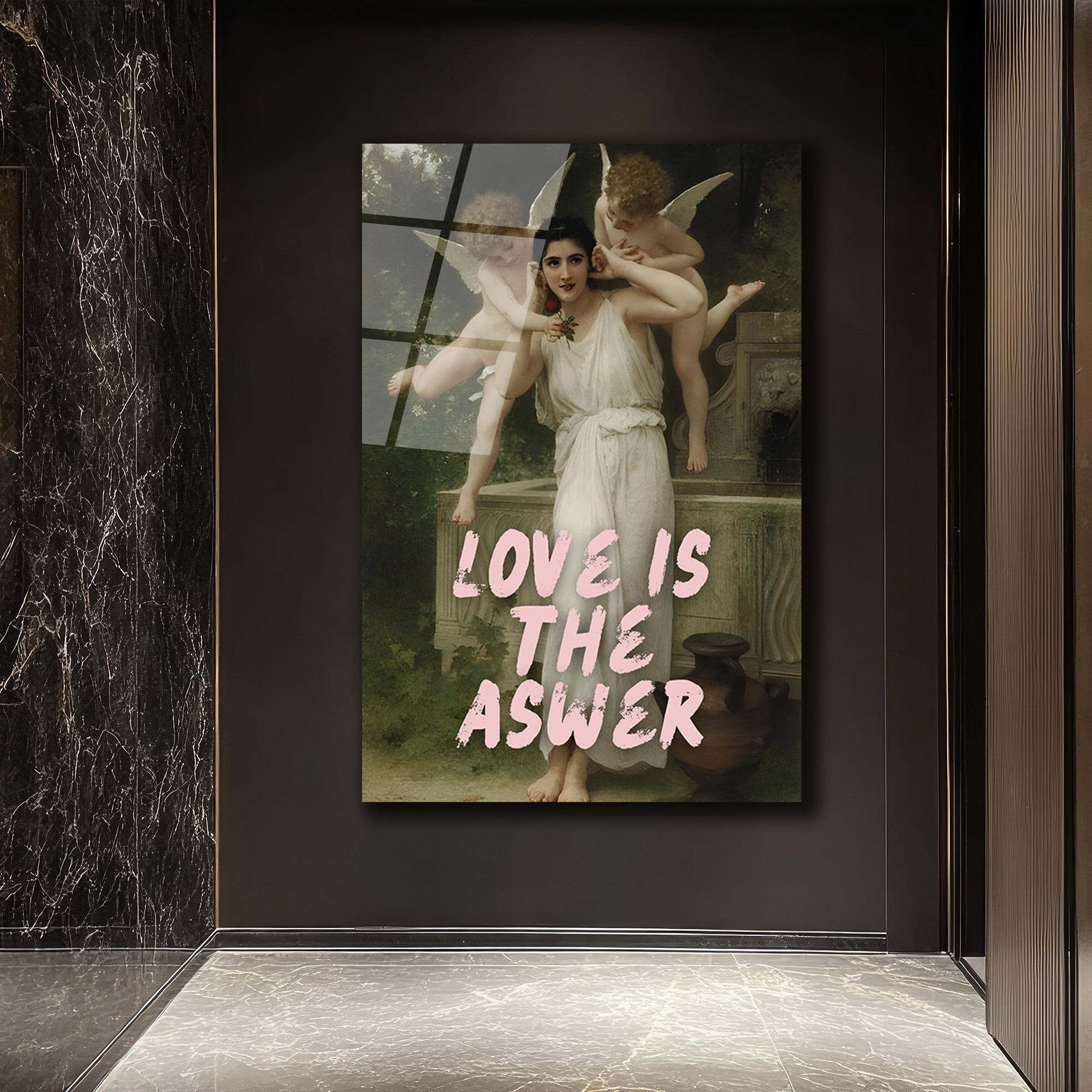 Aşk Cevaptır Cam Tablo - Romantik Klasik Sanat ve Modern Mesaj - Glazella Aşk Cevaptır Cam Tablo - Romantik Klasik Sanat ve Modern Mesaj - Glazella