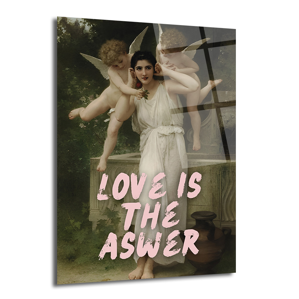 Aşk Cevaptır Cam Tablo - Romantik Klasik Sanat ve Modern Mesaj - Glazella Aşk Cevaptır Cam Tablo - Romantik Klasik Sanat ve Modern Mesaj - Glazella