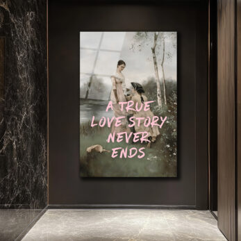"A True Love Story Never Ends" Romantik Cam Tablo - Glazella "A True Love Story Never Ends" Romantik Cam Tablo - Glazella
