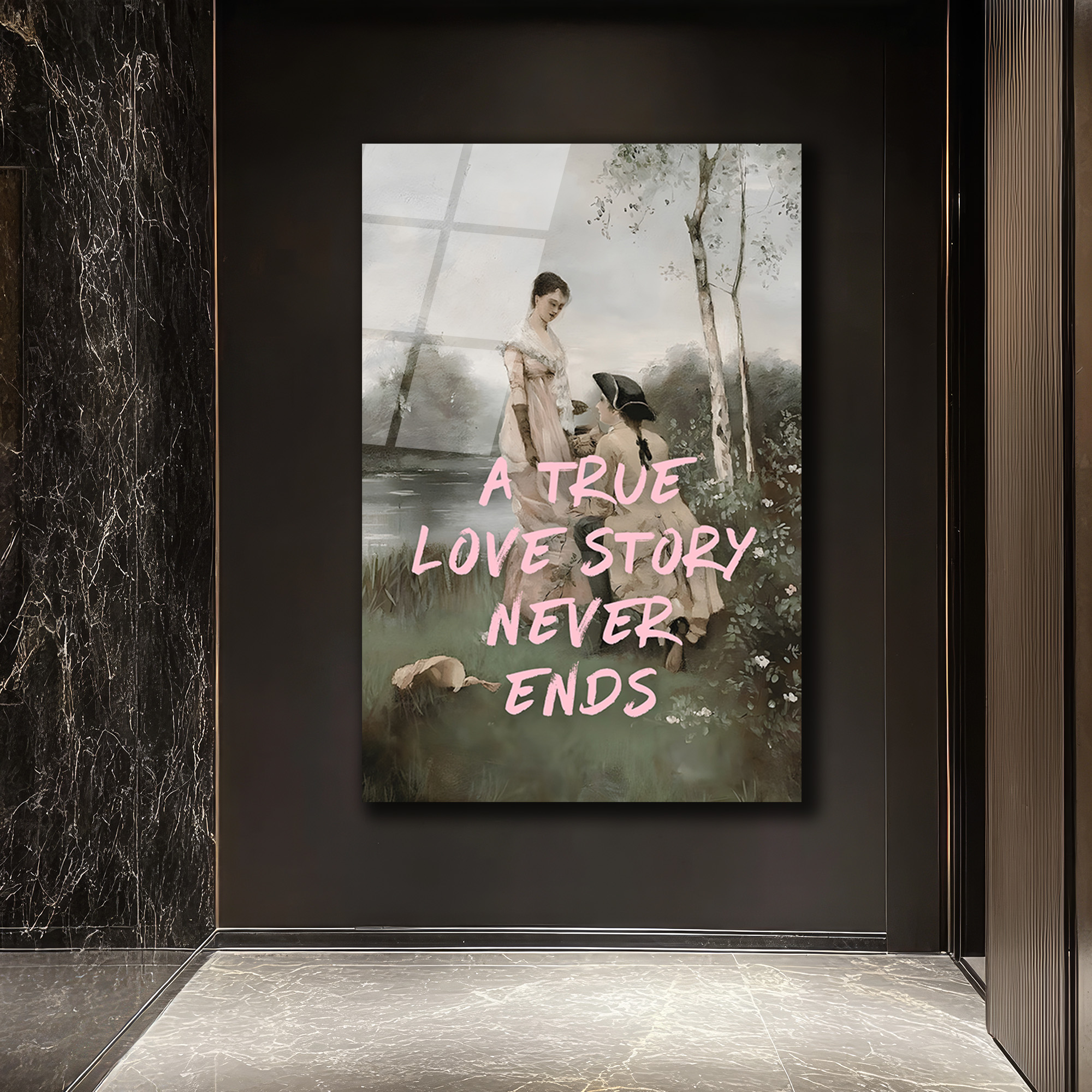 "A True Love Story Never Ends" Romantik Cam Tablo - Glazella "A True Love Story Never Ends" Romantik Cam Tablo - Glazella