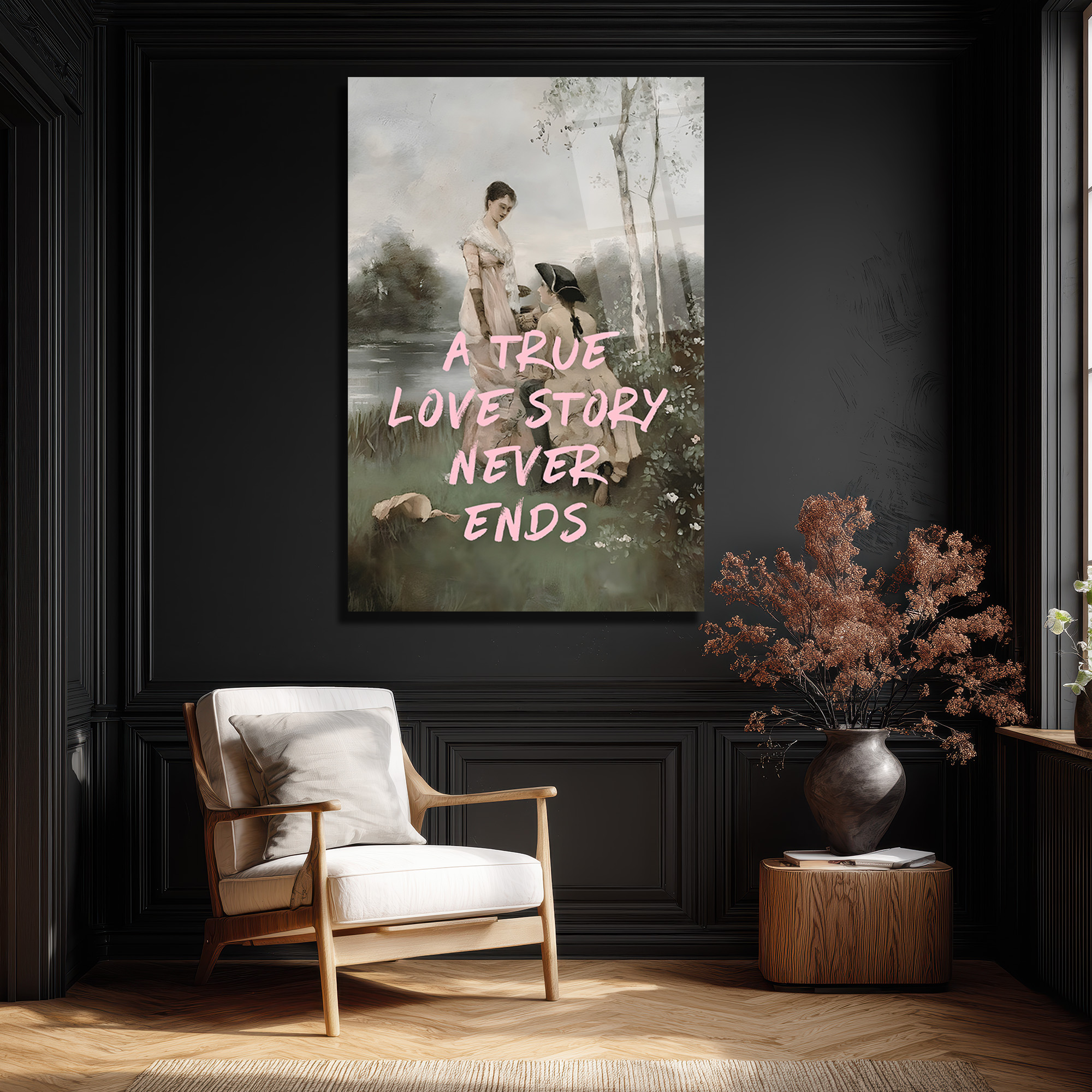 "A True Love Story Never Ends" Romantik Cam Tablo - Glazella "A True Love Story Never Ends" Romantik Cam Tablo - Glazella