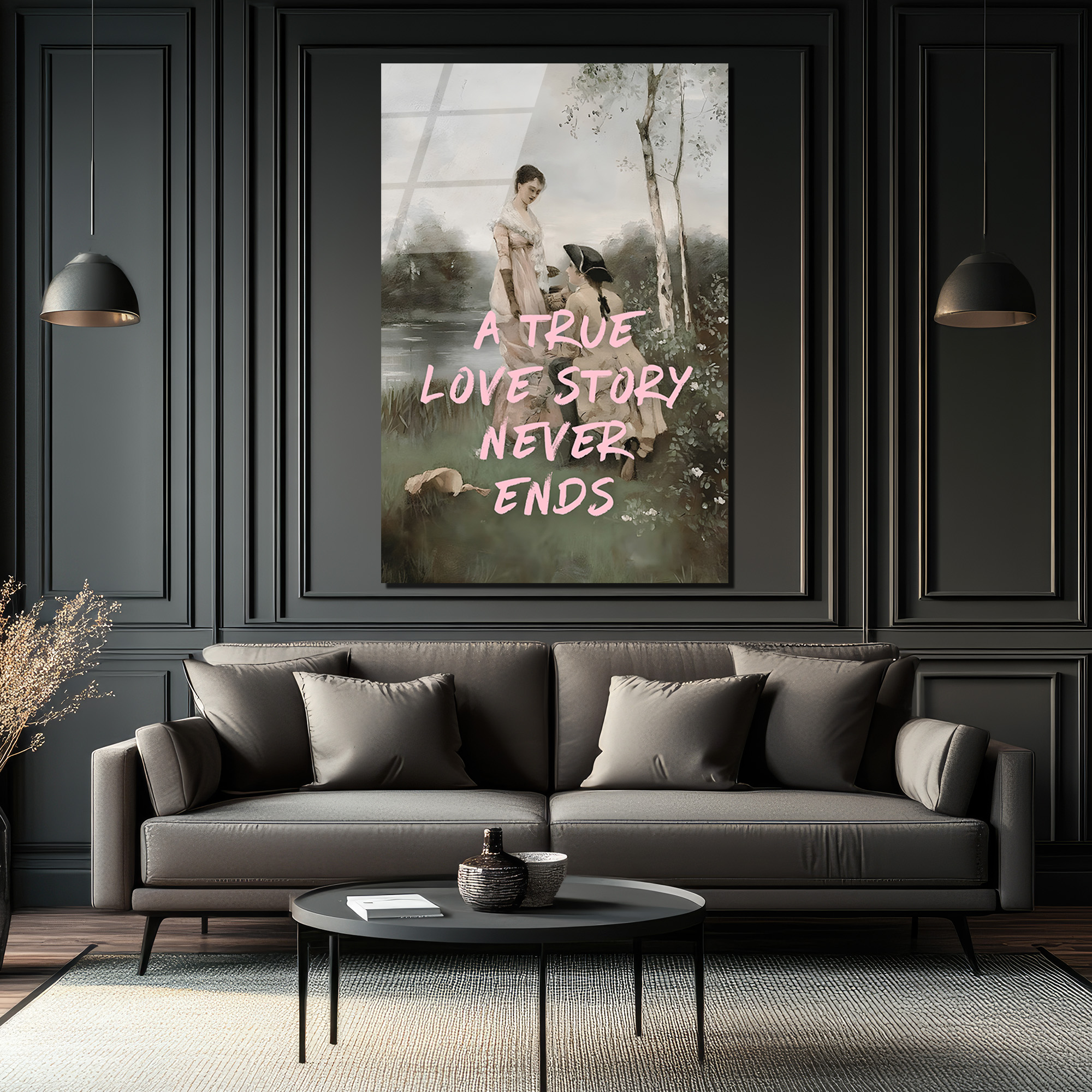 "A True Love Story Never Ends" Romantik Cam Tablo - Glazella "A True Love Story Never Ends" Romantik Cam Tablo - Glazella