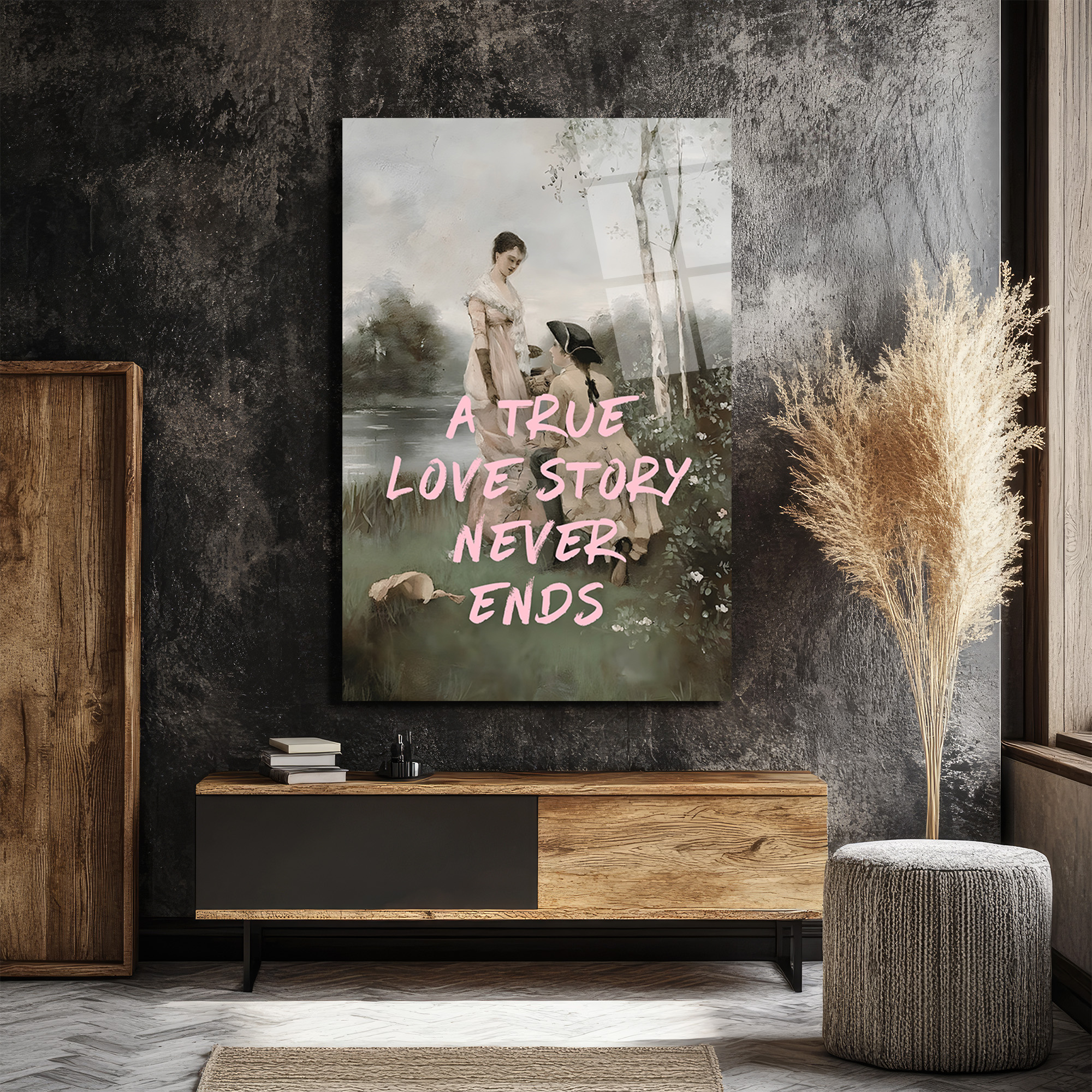 "A True Love Story Never Ends" Romantik Cam Tablo - Glazella "A True Love Story Never Ends" Romantik Cam Tablo - Glazella