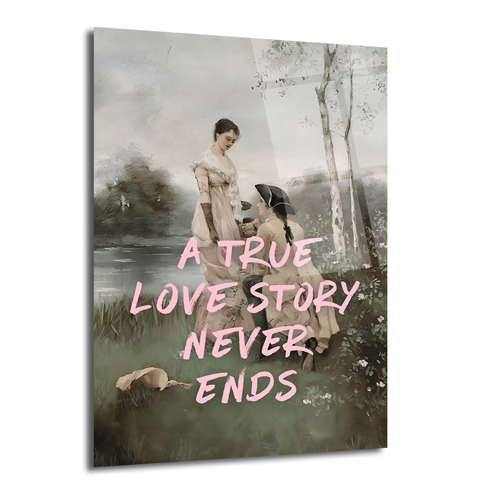 "A True Love Story Never Ends" Romantik Cam Tablo - Glazella "A True Love Story Never Ends" Romantik Cam Tablo - Glazella