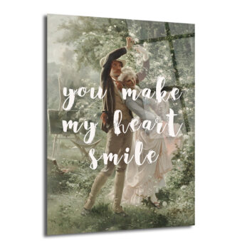Romantik Dans 'You Make My Heart Smile' Temalı Sanatsal Cam Tablo - Glazella