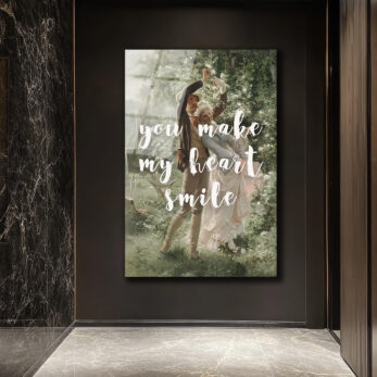 Romantik Dans 'You Make My Heart Smile' Temalı Sanatsal Cam Tablo - Glazella