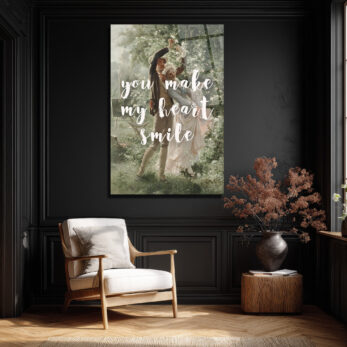 Romantik Dans 'You Make My Heart Smile' Temalı Sanatsal Cam Tablo - Glazella