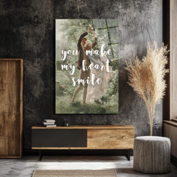 Romantik Dans 'You Make My Heart Smile' Temalı Sanatsal Cam Tablo - Glazella