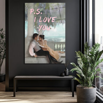 P.S. I LOVE YOU Romantik Aşk Mesajı Cam Tablo - Glazella