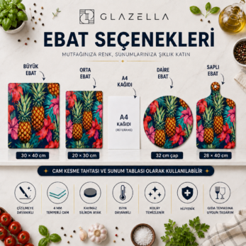 Dekoratif Modern Sanat Cam Kesme Tahtası - Glazella Dekoratif Modern Sanat Cam Kesme Tahtası - Görsel 5