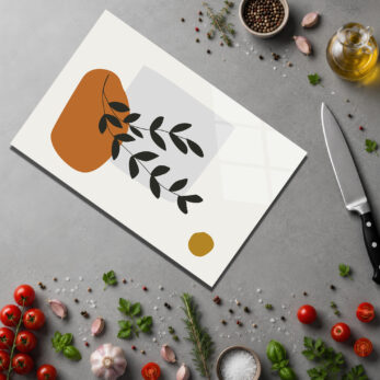 Bohem Yaprak Desenli Modern Cam Kesme Tahtası - Glazella Bohem Yaprak Desenli Modern Cam Kesme Tahtası - Glazella