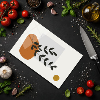 Bohem Yaprak Desenli Modern Cam Kesme Tahtası - Glazella Bohem Yaprak Desenli Modern Cam Kesme Tahtası - Glazella