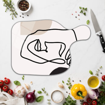 Minimalist Çizgili Sanat Desenli Temperli Cam Kesme Tahtası - Glazella