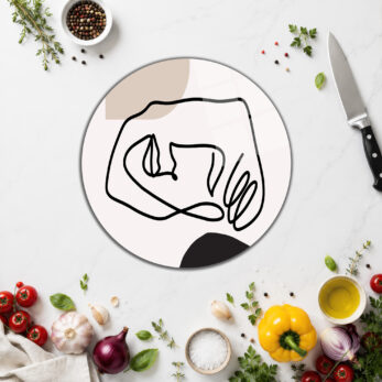 Minimalist Çizgili Sanat Desenli Temperli Cam Kesme Tahtası - Glazella