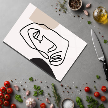 Minimalist Çizgili Sanat Desenli Temperli Cam Kesme Tahtası - Glazella Minimalist Çizgili Sanat Desenli Temperli Cam Kesme Tahtası - Glazella